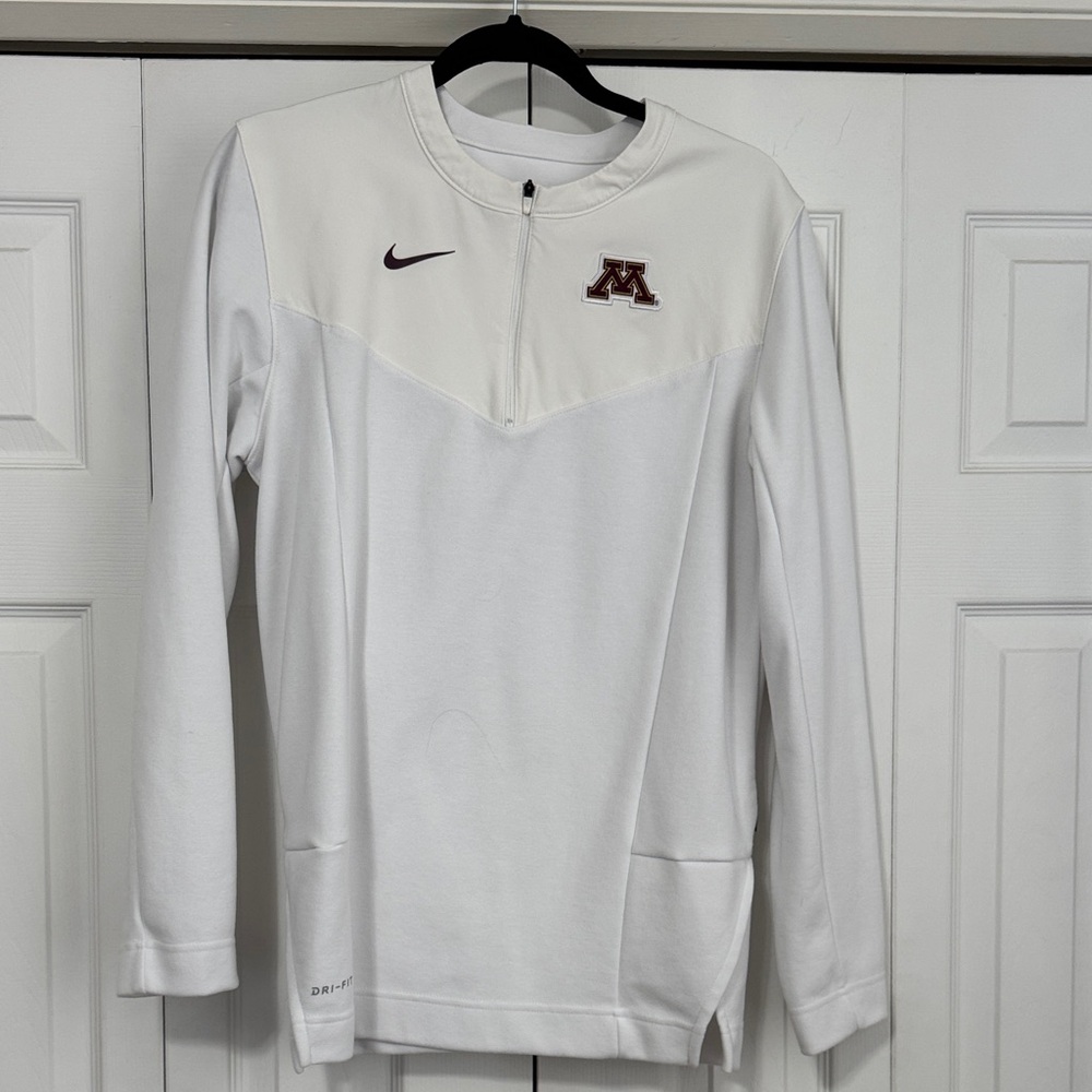 University of Minnesota Gophers Nike White and Maroon Quarter-Zip Top